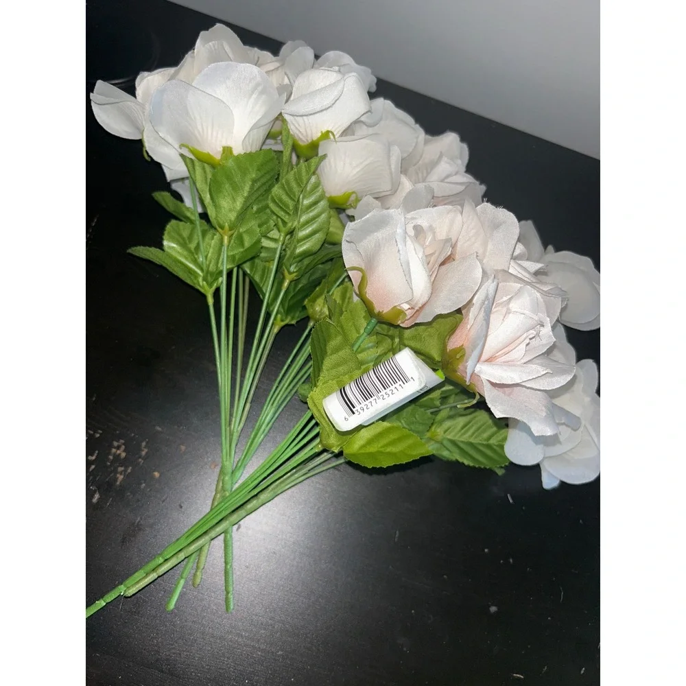 Artificial Cream White Rose Bouquet Silk Floral Stems Wedding Home Decor 13 Inch